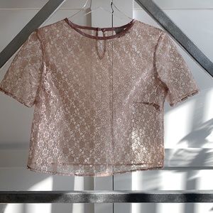Delicate pink lace crop top